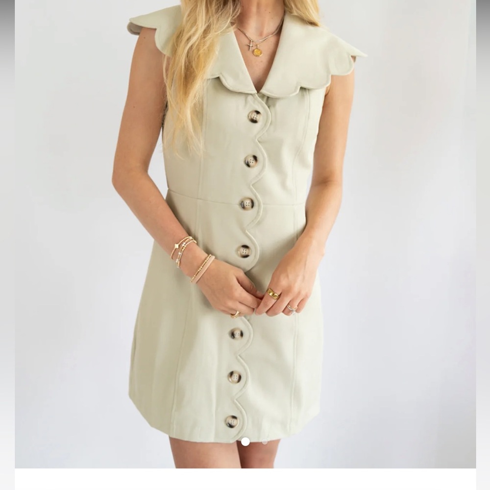 Elegant Cream Scalloped Dress